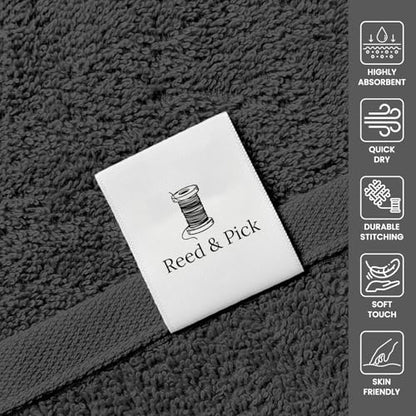 Reed&Pick 24 Pack Dark Grey Hand Towels 100% Cotton Spa Towels – 16x26 inches Highly Absorbable Facial Gym Towel Hair Towels and Face Bulk Small Towel (Not Bleach Proof) - color: Dark Grey, size: 16x27 Pack of 24