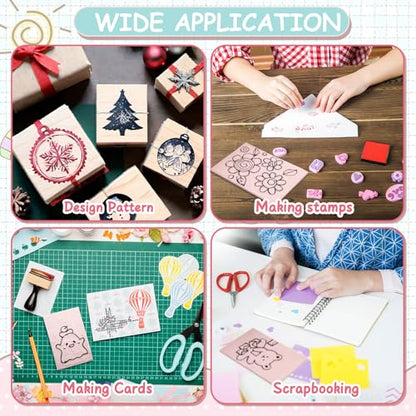 Fuyoooo 25 Pcs 6 x 8 Inch Pink Rubber Linoleum Carving Blocks for Printmaking Linocut Block Stamp Carving Kit Soft Rubber Crafts Block for Printmaking, Stamp Carving, Scrapbooking Supplies