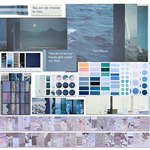 114 Pcs Aesthetic Scrapbook Kit DIY Junk Journaling Supplies, Fresh Style | Scrapbooking Materials for Bullet Junk Journal, Art Journaling, Vintage Collage Album Gift for Adults Women Beginner - style: Fresh Style