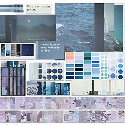 114 Pcs Aesthetic Scrapbook Kit DIY Junk Journaling Supplies, Fresh Style | Scrapbooking Materials for Bullet Junk Journal, Art Journaling, Vintage Collage Album Gift for Adults Women Beginner - style: Fresh Style