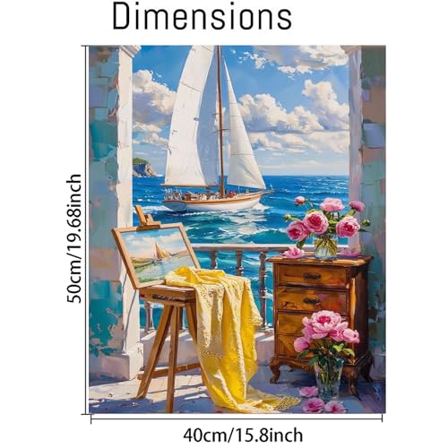 cupmod Sea Scenery Paint by Numbers Kit for Adults,Flower Adult Paint by Number Kits on Canvas, DIY Acrylic Oil Number Painting Kits for Adults, Perfect for Gift Home Decor 16x20inch - color: MT22473