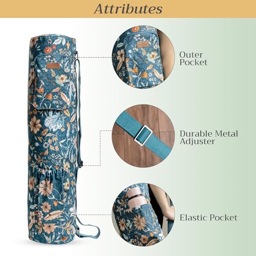 Maison d' Hermine Yoga Mat Duffle Bag Gym Tote Yoga Mat Carry Bag - color: Luxury Loft - Dark Teal, style: Yoga Mat Carry Bag