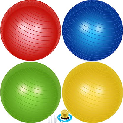 Leyndo 4 Pcs 26 Inch Yoga Exercise Ball Pilates - color: Bright Color
