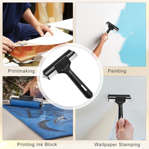 Coitak 1+1 Pcs Wooden Block Printing Baren with Rubber Brayer Roller | Block Printing Press Kit, For Crafting, Inking, Stamping, Linocut