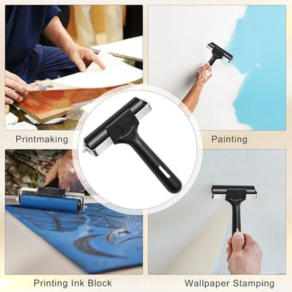 Coitak 1+1 Pcs Wooden Block Printing Baren with Rubber Brayer Roller | Block Printing Press Kit, For Crafting, Inking, Stamping, Linocut