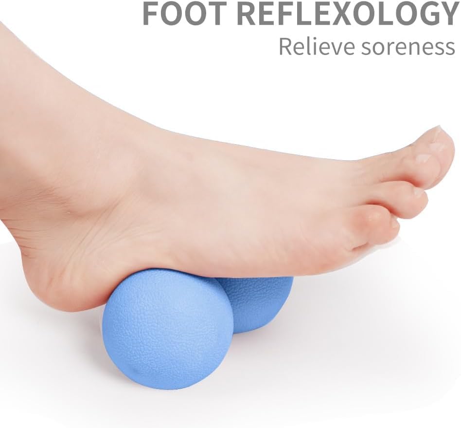 Double Lacrosse & Micro-Elastic Peanut Massage Ball - Myofascial Release Tool for Muscle, Back, Foot, and Physical Therapy, Mobility Roller for Acupressure and Relaxation (Blue) - color: Blue