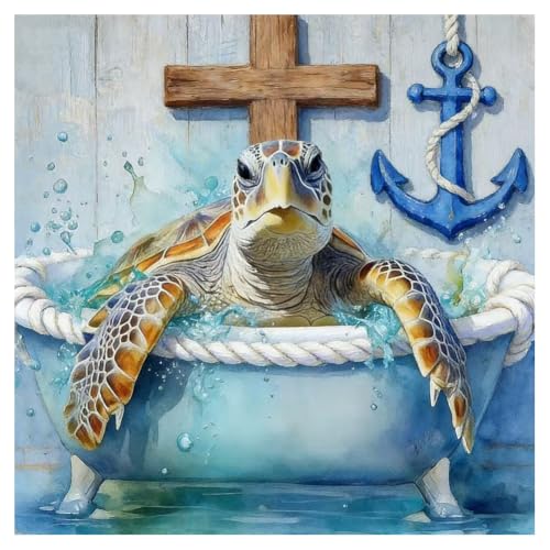 hill froeistung Turtle Diamond Art Painting Kits for Adults | Bathtub Diamond Art for Beginners, 5D DIY Full Drill Round Gem Art Craft Home Wall Decor Gift 12x12 inch,Animal