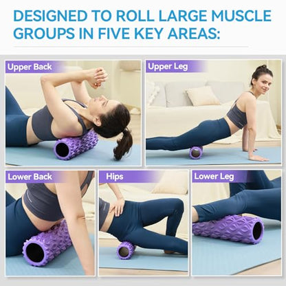 Foam Roller, 15 inch High Density Massage Roller for Exercise - color: Purple
