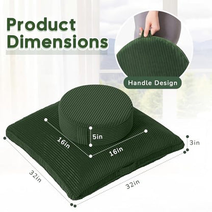 Meditation Cushion, 32x32inch Meditation Floor Pillow for Adults - color: Green