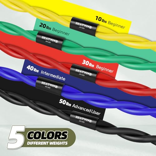Figure 8 Resistance Bands with Handles, Arm Resistance Bands | Home Workout, Physical Therapy, Strength Training, Travel Portable, Arm workouts - color: Black - 50lbs