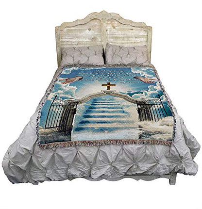 Heaven's Gate 1 Blanket - God Will Open Wide The Gates of Heaven - Scriptures 2 Peter 1:11 Blanket - Sympathy Bereavement Gift Tapestry Throw Woven from Cotton - Made in the USA (72x54) - color: Gate 1, size: 72" x 54"