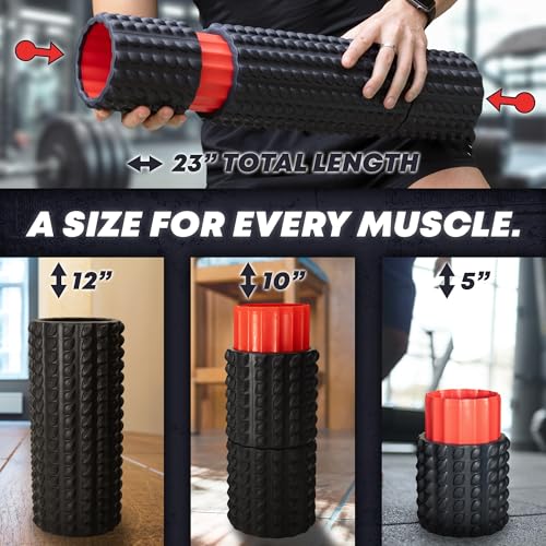 5-in-1 Long Foam Roller, 23" Long Back Roller for Physical Therapy with 5 Different Length Options, Muscle Trigger Points - Relieves Pain with Muscle Massage: Back, Shoulder, Foot, Legs, Arms, Neck - size: Long 23 Inch