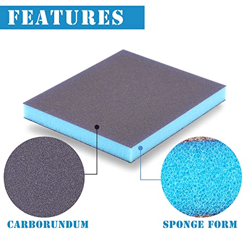8Pcs 220 Grit Sanding Sponge, Jamiikury Sanding Blocks Washable and Reusable, Wet Dry Sandpaper Sponge for Wood Metal FurniturePaint and Drywall - size: 220 Grits