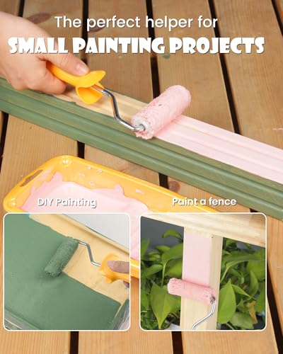 Voomey Paint Roller Kit, 2 Inch Microfiber Paint Roller Covers, 12 Pack | Small Paint Rollers with Tray and Roller Frame for Touch Up Painting Wall, Door, Cabinet - size: 2 Inch Mini Microfiber Paint Roller Kit 12 Pack