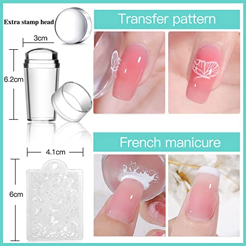 Biutee Nail Stamping Plates Set 15PCS Nail Stamping Kit with Nail Art Stamper & Scraper Nail Stamp Template Kit Lace Flower Butterfly Animal Pattern Nail Art Stencils for Manicure Salon Home DIY - color: 15 Piece Set