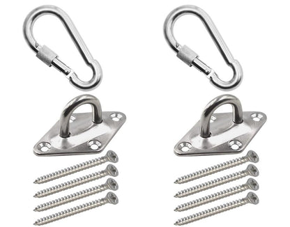 Heavy Duty Hammock Kits & Ceiling Hook Diamond Pad Eye Plates, 304 Stainless Steel & Black Zinc Galvanized Steel Corrosion Resistant, 2, 4 & 8 Packs - color: Silver Diamond Plate Hammock Kit