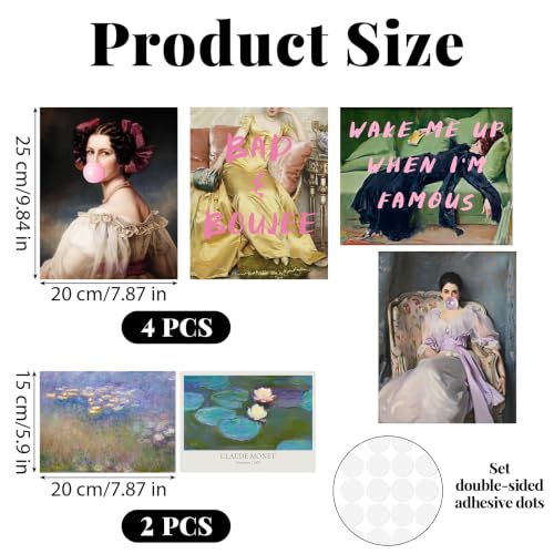 Dazoratix Vintage Eclectic Wall Art - 6 Pcs Retro Maximalist Prints | Poster Decor, Aesthetic Funny Trendy Collage Kit, For Bedroom Room Dorm Gallery Home Office, Unframed Decoration - color: Vintage Eclectic