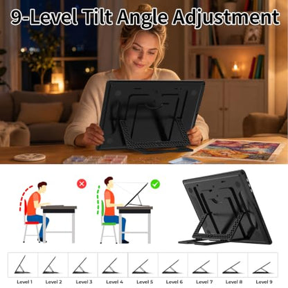 LEACUBER Rechargeable A4 Light Pad with Stand & Bag, Super Bright Magnetic Tracing Light Box with Side Buttons, Diamond Art Light Board for Diamond Painting, LED Light Table for Sketching, Drawing - size: A4 with Carry Bag