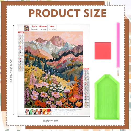 Yeaqee 4 Pcs Diamond Art Kits for Adults Gem Painting Kit DIY Jewel Diamond Art for Beginners Aesthetic Room Crafts Cute Flower Mountain Painting Pictures 5d Craft Wall Decor for Home 10 x 11.8'' - style: Flower Mountain