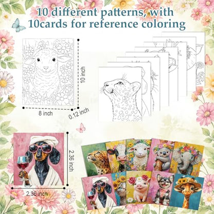 Ctosree 72 Pcs Flower Animal Paint and Sip Kit for Adults 8'' x 10'' Pre Drawn Canvas for Painting DIY Pre Printed Canvas for Party Favor Acrylic Painting Kit Wood Easel Brushes Date Night Bulk - style: Flower Animal