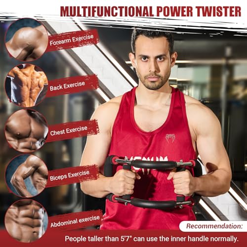 Twister Arm Trainer, 30-120 lbs Adjustable Chest Workout Equipment | 4 Spring & Poster for Men & Women, Detachable Power Twister Home Fitness Equipment for Enhancing Upper Body Muscle - color: Red