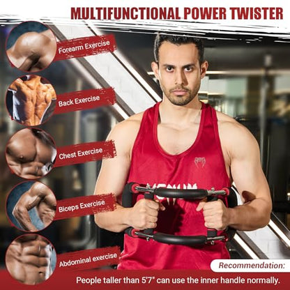 Twister Arm Trainer, 30-120 lbs Adjustable Chest Workout Equipment | 4 Spring & Poster for Men & Women, Detachable Power Twister Home Fitness Equipment for Enhancing Upper Body Muscle - color: Red