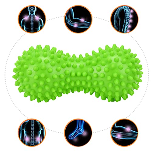 PVC Peanut Massage Ball, Peanut Massage Roller, Spiky Massage Ball, Yoga Spike Ball for Muscle Hand Planta Pedis Relaxation (Green)