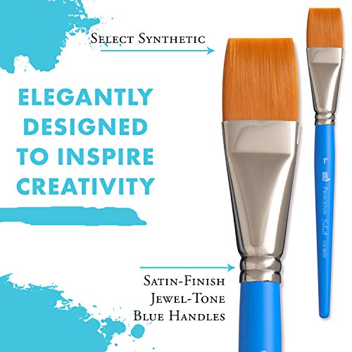 Princeton Select Artiste, Series 3750, Paint Brush for Acrylic, Watercolor and Oil, Flat Wash, 1 Inch - size: Size 1 inch