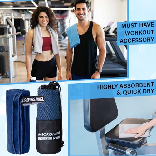 Mindsoft 6 Pack Large Microfiber Gym Towels, 47" x 20" Quick Dry Sweat Towels Super Absorbent Soft Fast Drying Towel Lightweight Towel for Workout, Camping, Backpacking, Beach, Swimming(Classic) - color: Classic