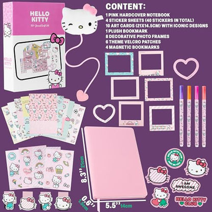 Get Trend Hello Kitty Sanrio Scrapbook Kit for Kids with Notebook, Stickers, Pens, Bookmarks, Frames, Patches, Kawaii Art Supplies, Gifts for Kids (Multi Hello Kitty) - color: Multi Hello Kitty