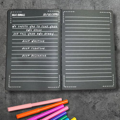 Julia's Journals Black Paper Journal for Writing or Sketch - 200 Pages (100 Sheets) - 100 GSM - A5 Note Book