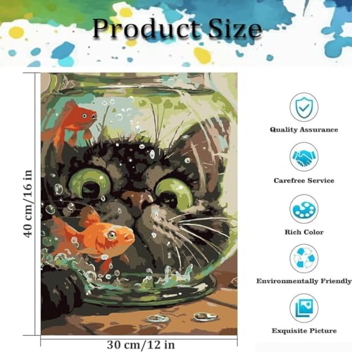 Paint by Numbers Kit for Adults,Cute Cat DIY Paint by Number 12x16 In | Paint by Number for Beginner,Adult Paint by Number,HD Color Canvas,DIY Tool Kits,Stress Relief Craft,Great Gift,Without Frame - color: MT6054-0403