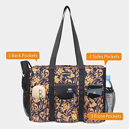 TOPDesign Utility Water Resistant Tote Bag with 13 Pockets, Zipper Closure - color: Baroque Gold, size: Large
