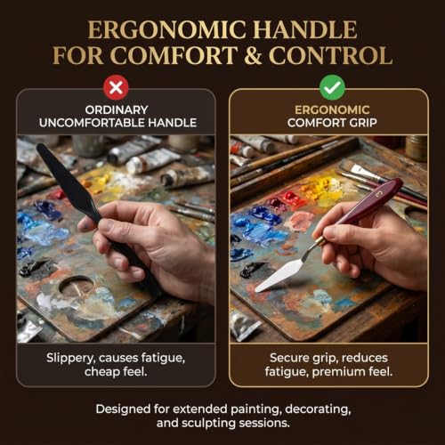 11Pcs Palette Knives Stainless Steel & Plastic Scrapers for Oil Acrylic Art | Stainless steel palette knives, plastic scrapers, 11-piece set flexible blades wood handle oil acrylic painting color mixing