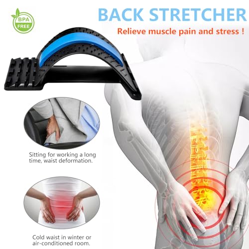 JUMPOW Back Stretcher for Lower Back Pain Relief,4 Level Lumbar Board - color: Black, Blue-4 Level