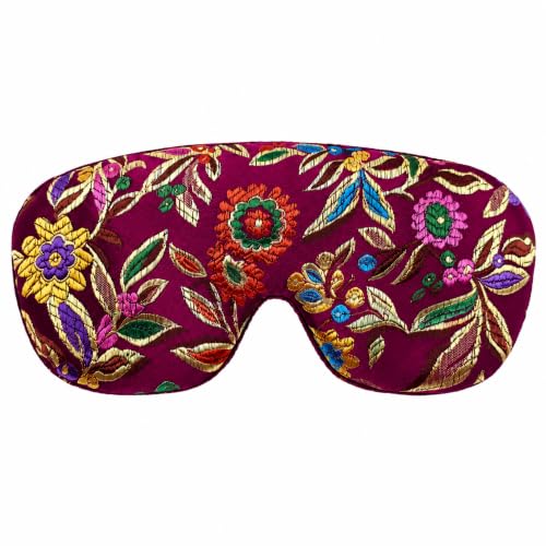 Opulence Handmade Weighted Sleep Eye Mask with Flaxseed Filling, Satin & Velvet, Adjustable Strap, Light Blocking for Meditation, Hot & Cold Therapy, Travel - Imperial Plum - color: Imperial Plum