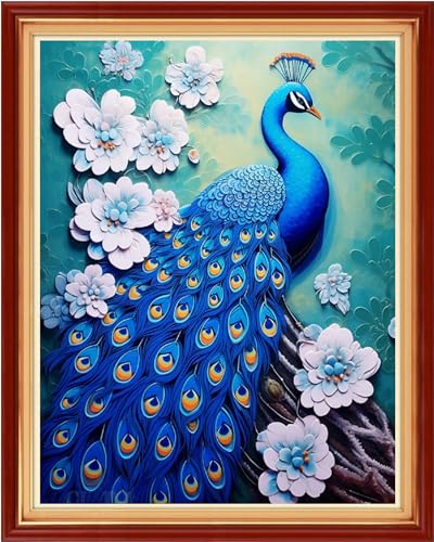Artvxeay Cross Stitch Kits Stamped Full Range of Embroidery Starter Kits for Beginners Adults DIY 11CT Pre Printed Cross Stitch Kits - (Blue Peacock 16x20 inch) - color: ColorArt22
