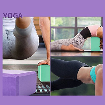 Set of 2 Yoga Blocks EVA Foam Exercise Bricks Provides Stability Balance and Support Improve Strength - 9 x 6x 3 inches - color: Rose