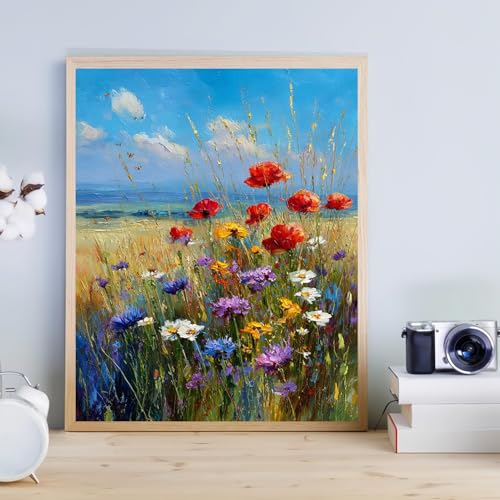 mrpwnle Paint by Numbers Kit for Adults, Wild Flowers Paint by Numbers Kits | Flowers Paint by Number Adult Easy Canvas Paint by Numbers for Adults DIY Oil Painting Kits for Home Decor Gifts 16x20in - color: Wild Flowers, size: 15.7x19.7in(40x50cm)