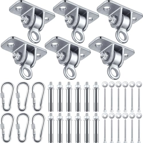 Tandefio 6 Sets of Robust Swing Hangers for Wooden Concrete Set with Swing Hook Screw Bolt Washer Swingset Accessory for Porch Patio Yoga Indoor Outdoor,Over 1800 lb Capacity (Stainless Steel Color) - color: Stainless Steel Color