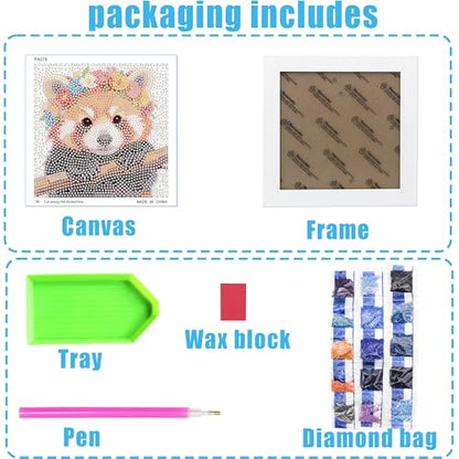 geesfayan Diamond Art Kits for Kids,6 Inch DIY Gem Art Painting with 7 Inch Frame, Complete Starter Kit for Beginners, Creative Arts & Crafts Gift for Girls & Boys (Red Panda) - color: Red Panda