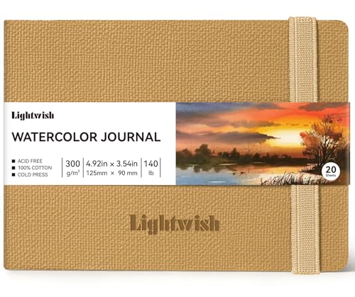 Watercolor Journal - 100% Cotton Cold Press Paper | 20 Sheets 40 Pages | 300GSM (140lb) | PU Leather Cover Watercolor Sketch Books for Artists Painting,Mixed Media 4.9 in x 3.5 in - color: Brown, size: 4.9 x 3.5 in