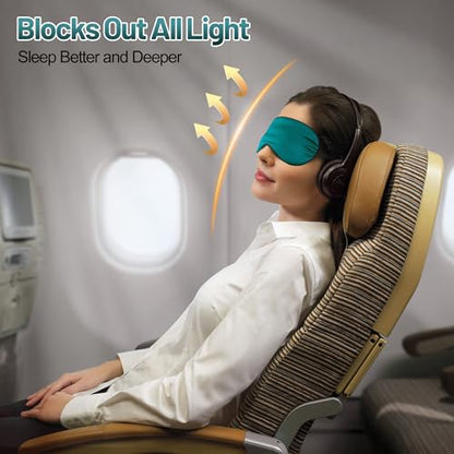 Silk Sleep Mask, Blackout Eye Mask for Sleeping with Adjustable Strap - color: Green