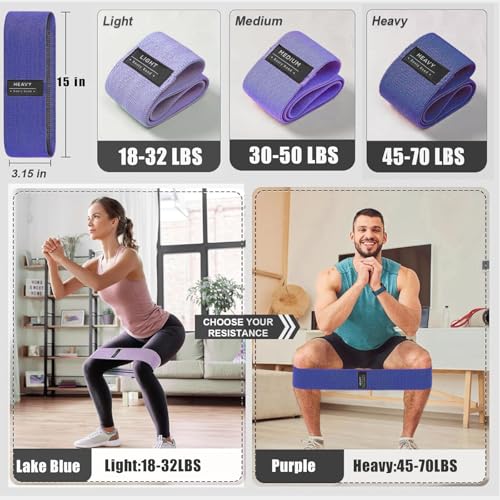 Resistance Bands, Fabric Workout Bands for Women & Men, Cloth Booty Resistance Loop Bands, Thick Squat Bands for Home Fitness, Gym, Yoga, Pilates for Butt Legs Thigh Hip Glute