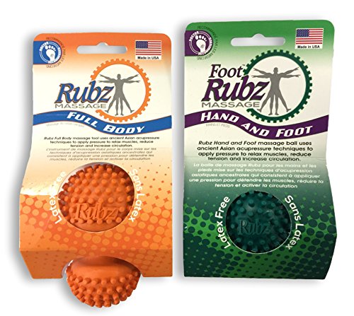 Due North Foot Rubz Combo Pack Original Foot Rubz Massage Tool 0.5 lb, Multi Colored, 1 Count - style: Hand & Foot Ball/Full Body Tool Combo