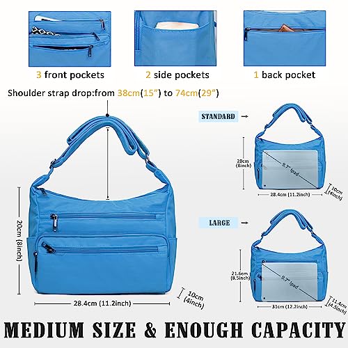 VOLGANIK ROCK RFID Purses for Women Fabric Nylon Multi Pocket Crossbody Bag Ladies Travel Handbag - color: Blue#106, size: Standard