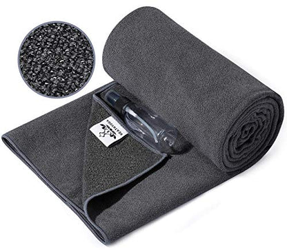 Non Slip Yoga Mat Towel（Grey）+ Eco Friendly Non Slip Yoga Mat (Charcoal）