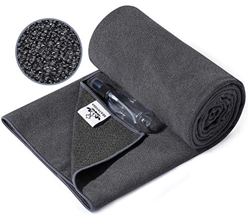 Non Slip Yoga Mat Towel（Grey）+ Eco Friendly Non Slip Yoga Mat (Charcoal）