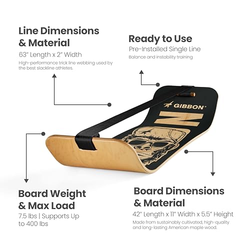 GIBBON SlackBoard, Balance Board Kids & Adults, Slackline Balance Trainer - color: 카이사르 - 1 라인