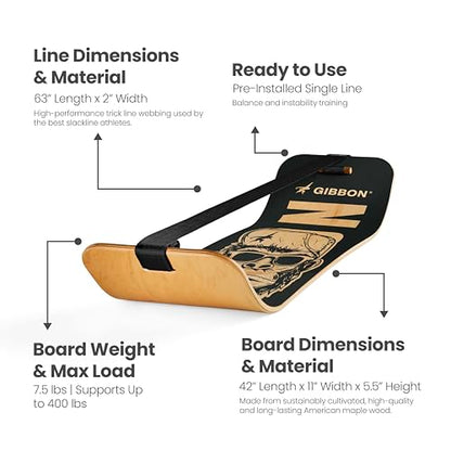 GIBBON SlackBoard, Balance Board Kids & Adults, Slackline Balance Trainer - color: Caesar - 1 Line